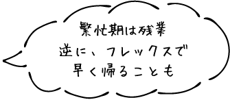 繁忙期は残業逆に、フレックスで早く帰ることも