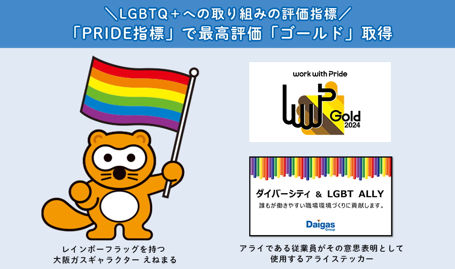 LGBTQ＋への取り組みの評価指標「PRIDE指標2024」大阪ガスが最高評価「ゴールド」を取得